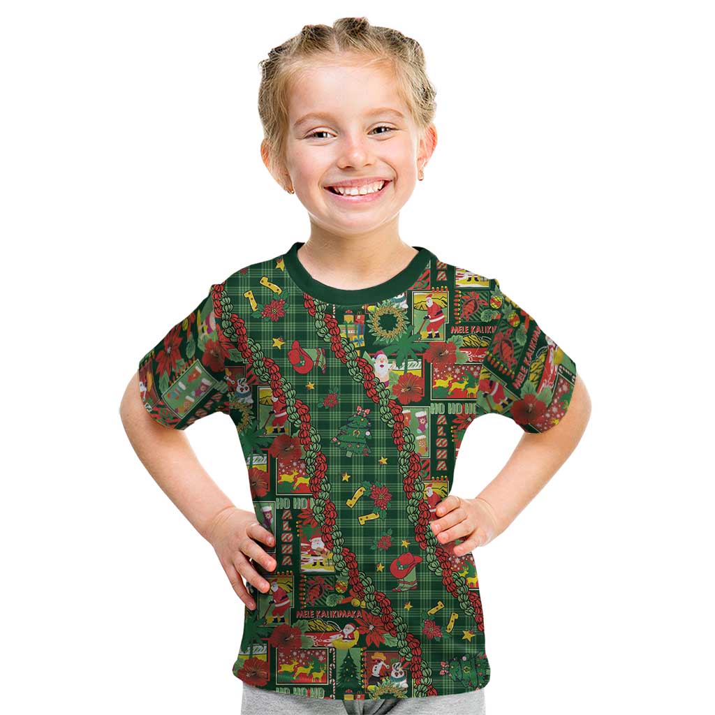 Mele Kalikimaka Pakalana Pikake Lei Kid T Shirt Hawaiian Rodeo Paniolo Ulaula Palaka - Polynesian Pride