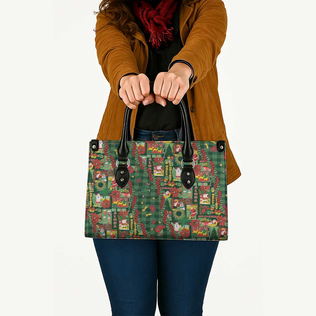 Mele Kalikimaka Pakalana Pikake Lei Leather Bag Hawaiian Rodeo Paniolo Ulaula Palaka - Polynesian Pride