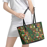 Mele Kalikimaka Pakalana Pikake Lei Leather Tote Bag Hawaiian Rodeo Paniolo Ulaula Palaka - Polynesian Pride