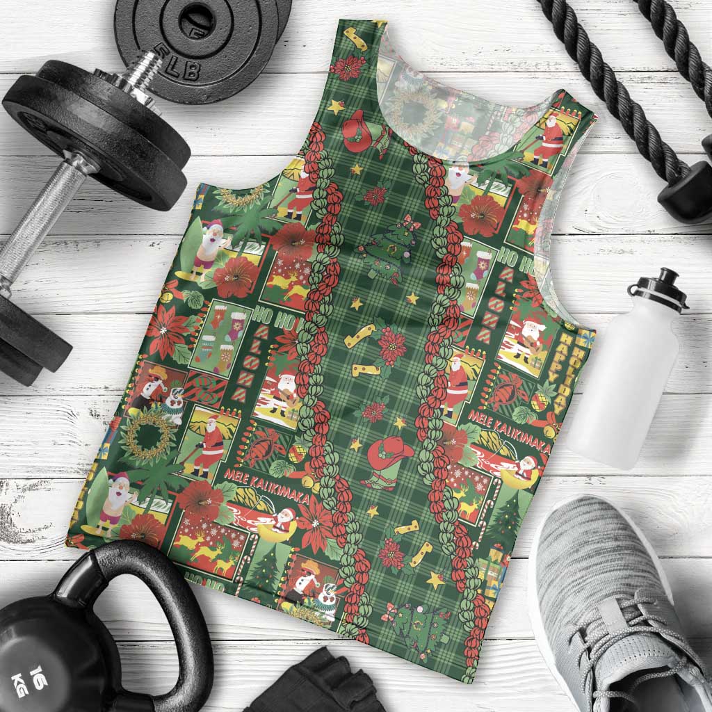 Mele Kalikimaka Pakalana Pikake Lei Men Tank Top Hawaiian Rodeo Paniolo Ulaula Palaka - Polynesian Pride