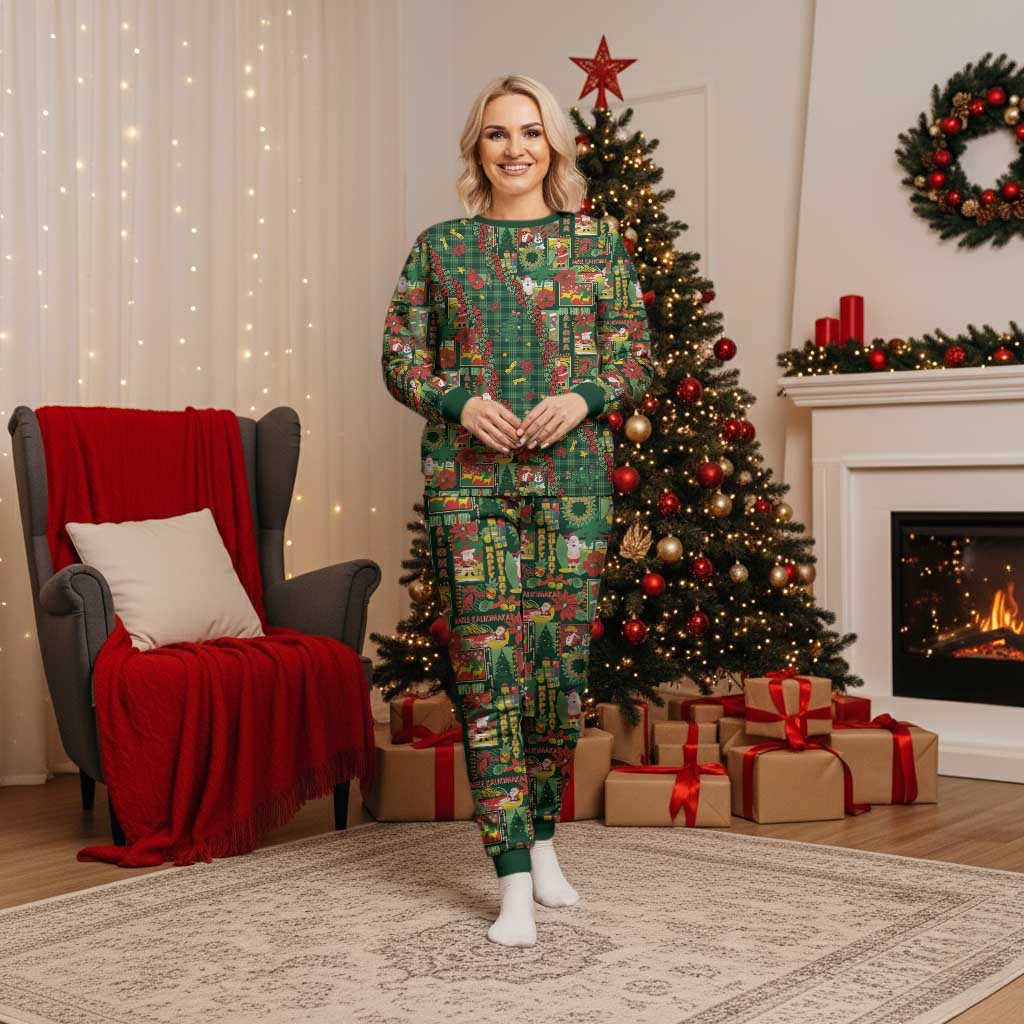 Mele Kalikimaka Pakalana Pikake Lei Christmas Pajama Set Hawaiian Rodeo Paniolo Ulaula Palaka - Polynesian Pride