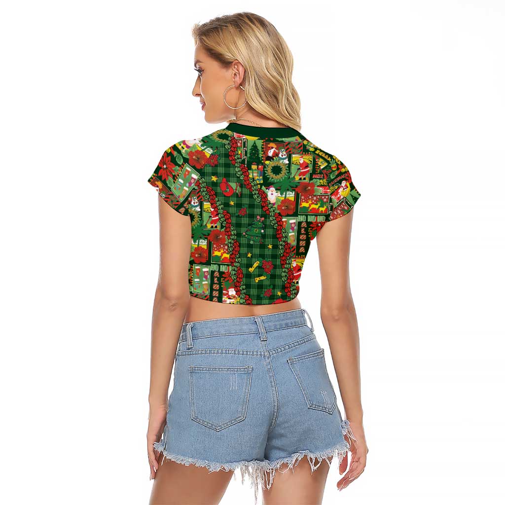 Mele Kalikimaka Pakalana Pikake Lei Raglan Cropped T Shirt Hawaiian Rodeo Paniolo Ulaula Palaka - Polynesian Pride