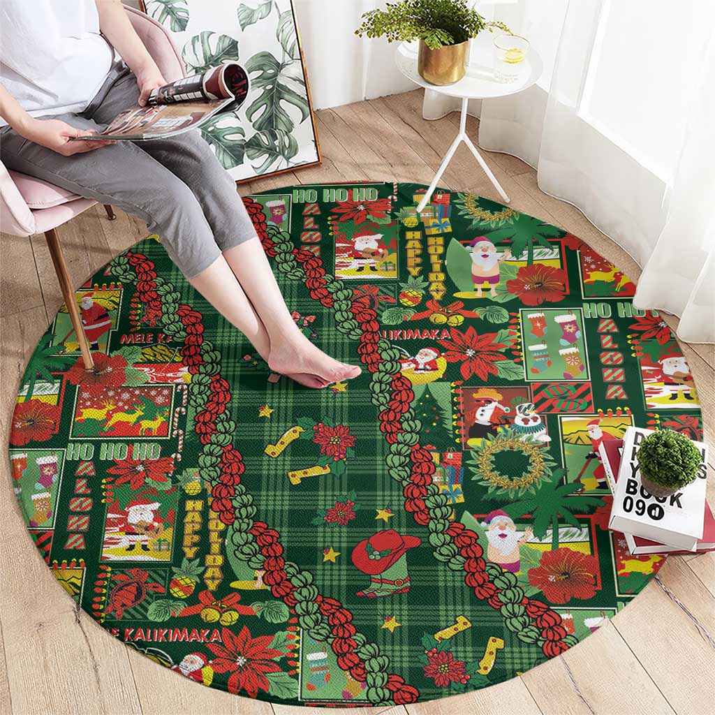 Mele Kalikimaka Pakalana Pikake Lei Round Carpet Hawaiian Rodeo Paniolo Ulaula Palaka - Polynesian Pride