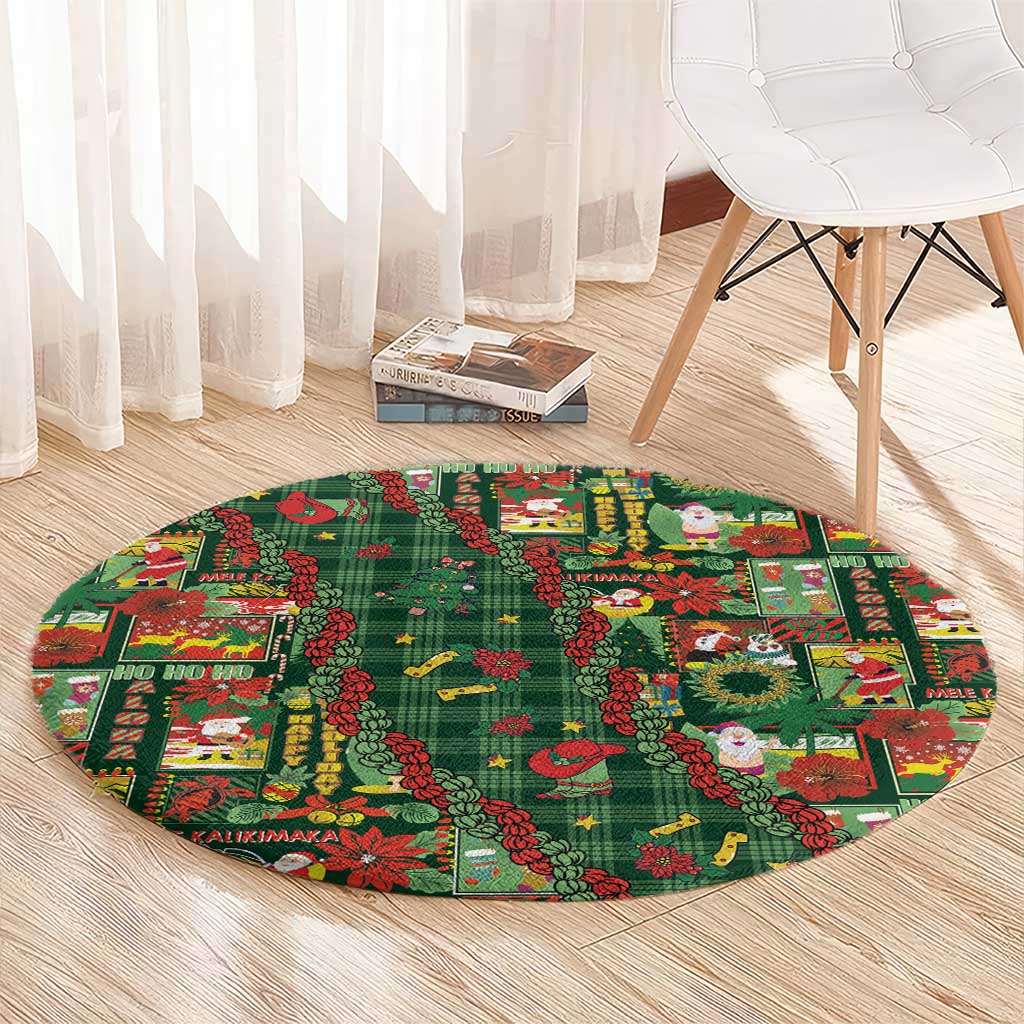 Mele Kalikimaka Pakalana Pikake Lei Round Carpet Hawaiian Rodeo Paniolo Ulaula Palaka - Polynesian Pride