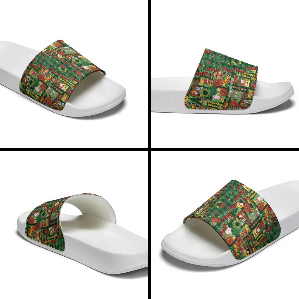 Mele Kalikimaka Pakalana Pikake Lei Slide Sandals Hawaiian Rodeo Paniolo Ulaula Palaka - Polynesian Pride