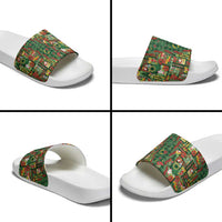 Mele Kalikimaka Pakalana Pikake Lei Slide Sandals Hawaiian Rodeo Paniolo Ulaula Palaka - Polynesian Pride