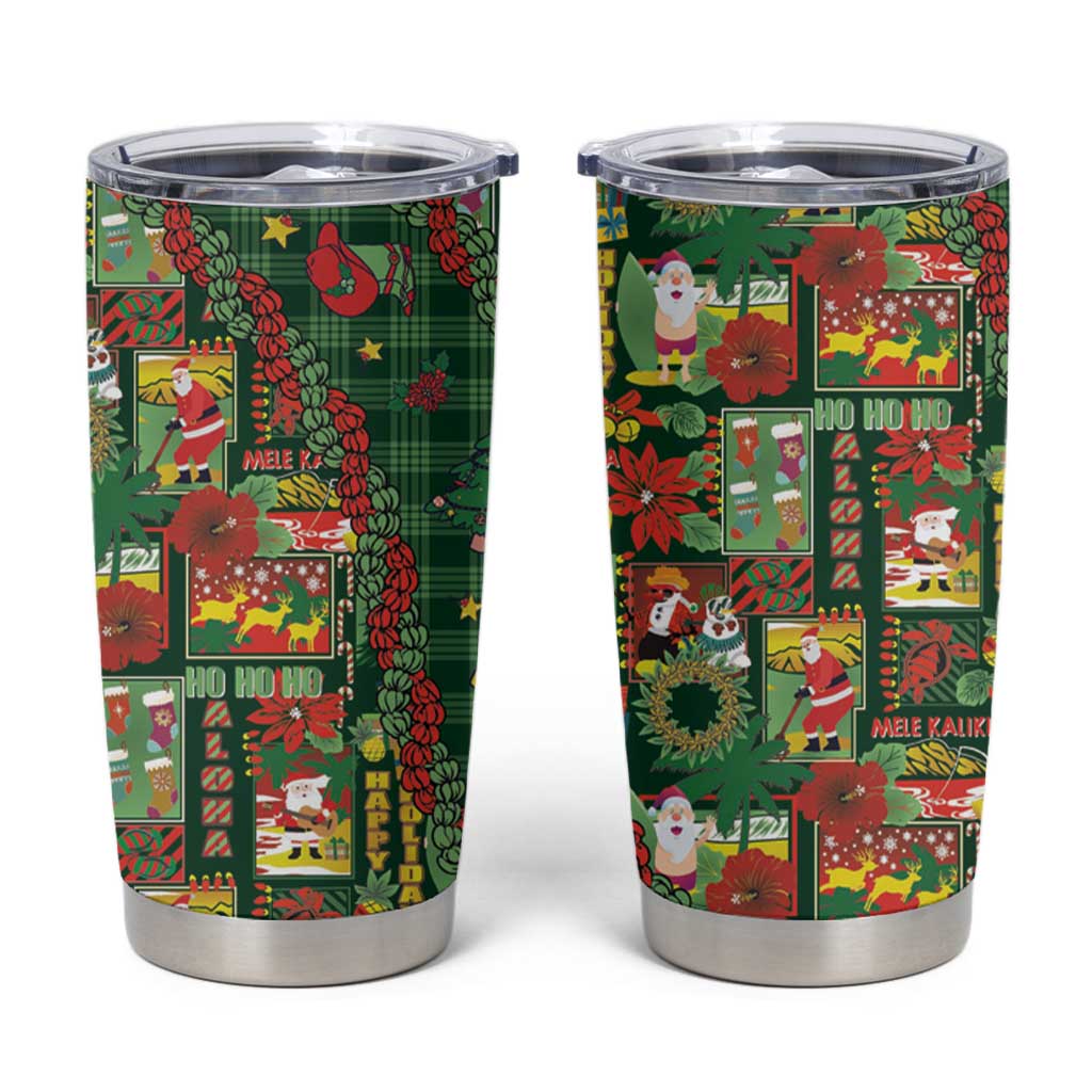 Mele Kalikimaka Pakalana Pikake Lei Tumbler Cup Hawaiian Rodeo Paniolo Ulaula Palaka LT9 Red - Polynesian Pride