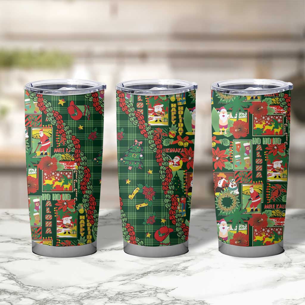 Mele Kalikimaka Pakalana Pikake Lei Tumbler Cup Hawaiian Rodeo Paniolo Ulaula Palaka LT9 - Polynesian Pride