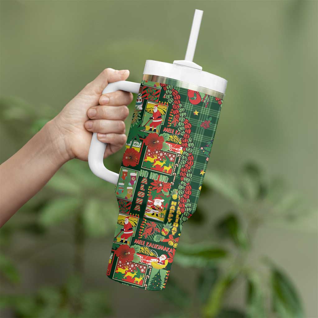 Mele Kalikimaka Pakalana Pikake Lei Tumbler With Handle Hawaiian Rodeo Paniolo Ulaula Palaka - Polynesian Pride