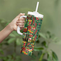Mele Kalikimaka Pakalana Pikake Lei Tumbler With Handle Hawaiian Rodeo Paniolo Ulaula Palaka - Polynesian Pride