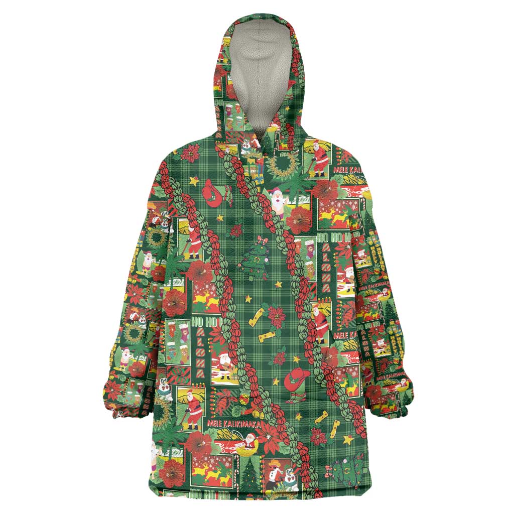 Mele Kalikimaka Pakalana Pikake Lei Wearable Blanket Hoodie Hawaiian Rodeo Paniolo Ulaula Palaka LT9 One Size Red - Polynesian Pride
