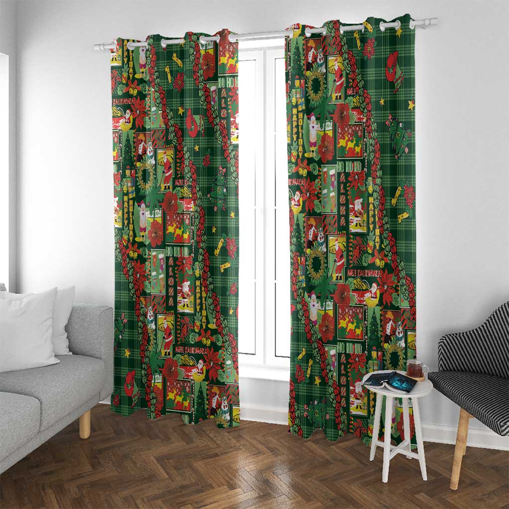 Mele Kalikimaka Pakalana Pikake Lei Window Curtain Hawaiian Rodeo Paniolo Ulaula Palaka - Polynesian Pride