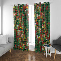 Mele Kalikimaka Pakalana Pikake Lei Window Curtain Hawaiian Rodeo Paniolo Ulaula Palaka - Polynesian Pride