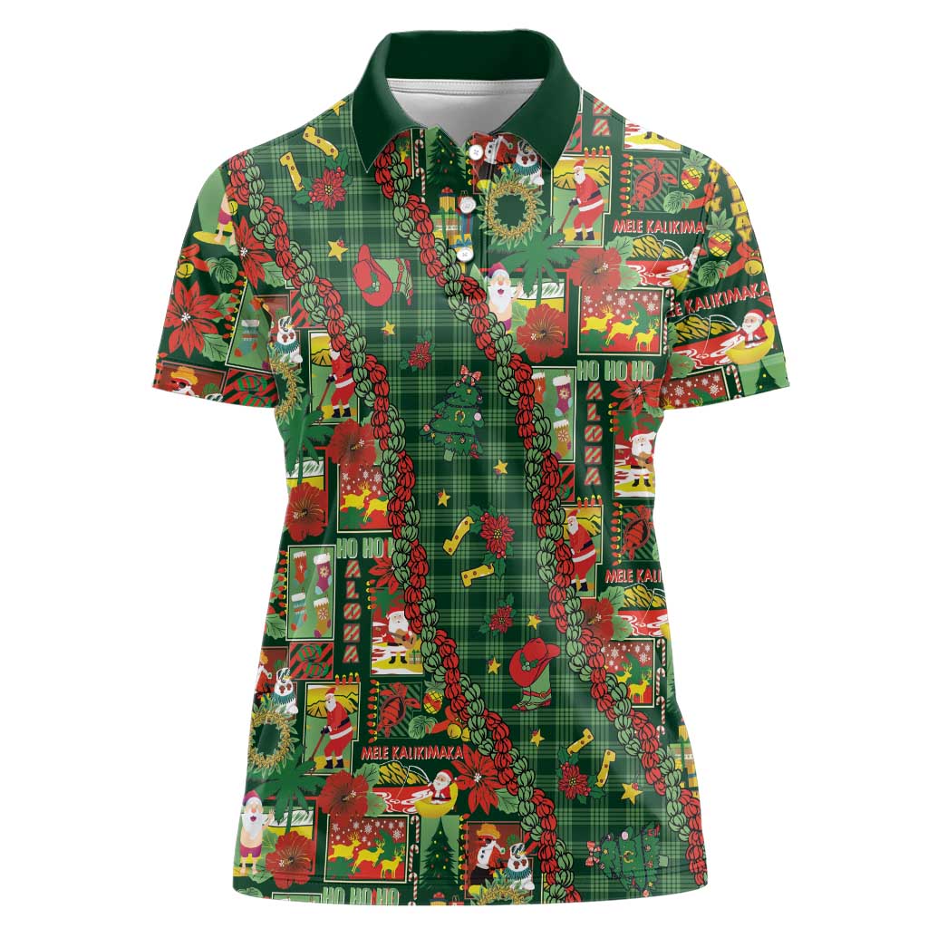 Mele Kalikimaka Pakalana Pikake Lei Women Polo Shirt Hawaiian Rodeo Paniolo Ulaula Palaka LT9 Female Red - Polynesian Pride