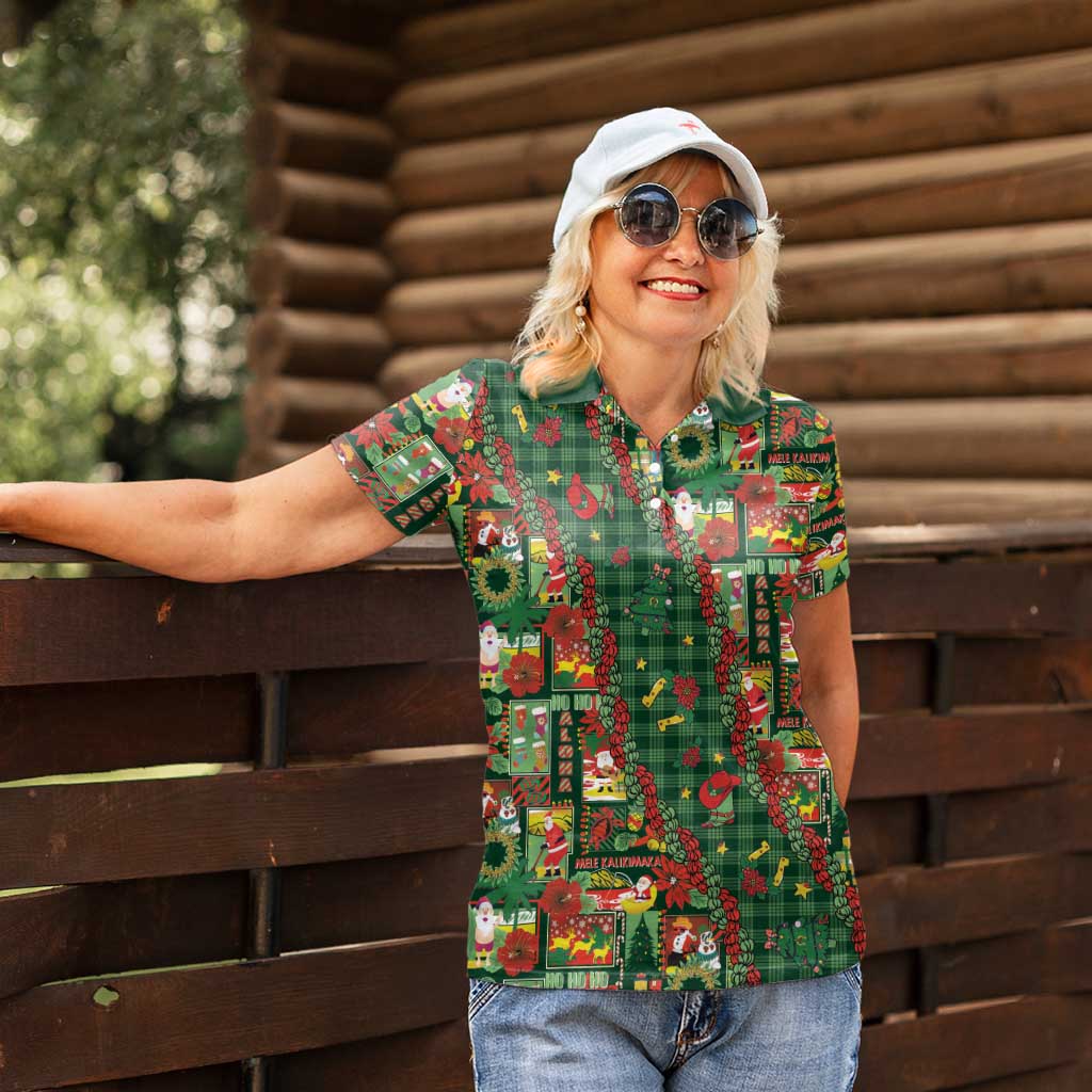 Mele Kalikimaka Pakalana Pikake Lei Women Polo Shirt Hawaiian Rodeo Paniolo Ulaula Palaka LT9 - Polynesian Pride