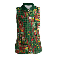 Mele Kalikimaka Pakalana Pikake Lei Women Sleeveless Polo Shirt Hawaiian Rodeo Paniolo Ulaula Palaka LT9 Female Red - Polynesian Pride