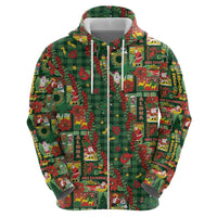 Mele Kalikimaka Pakalana Pikake Lei Zip Hoodie Hawaiian Rodeo Paniolo Ulaula Palaka - Polynesian Pride