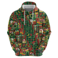 Mele Kalikimaka Pakalana Pikake Lei Zip Hoodie Hawaiian Rodeo Paniolo Ulaula Palaka - Polynesian Pride