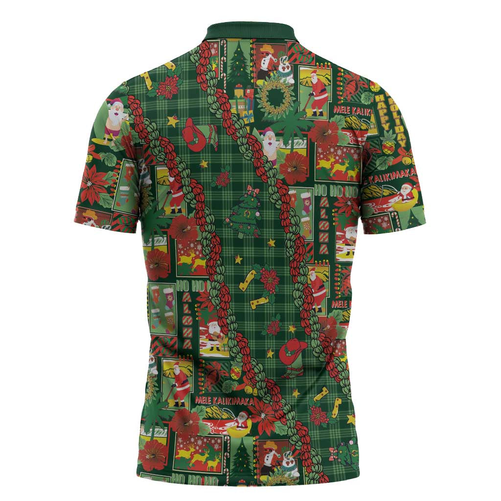 Mele Kalikimaka Pakalana Pikake Lei Zipper Polo Shirt Hawaiian Rodeo Paniolo Ulaula Palaka LT9 - Polynesian Pride