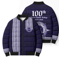Tonga Queen Salote College 100 years Bomber Puffer Jacket QSC 1926-2026 Tongan Pattern