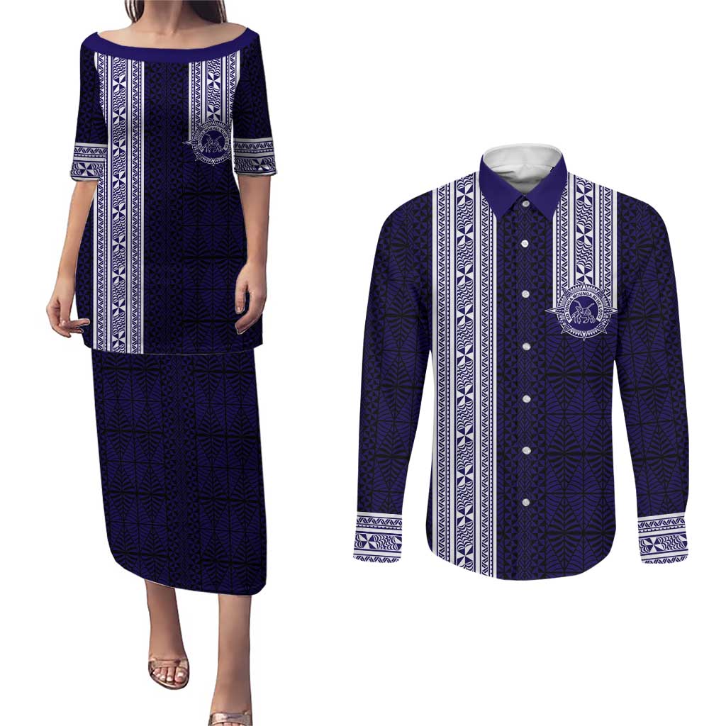 Tonga Queen Salote College 100 years Couples Matching Puletasi and Long Sleeve Button Shirt QSC 1926-2026 Tongan Pattern