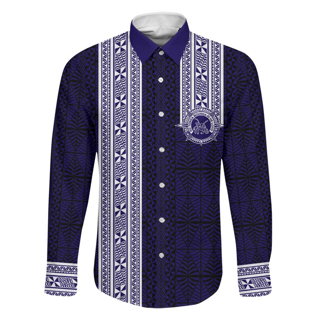 Tonga Queen Salote College 100 years Family Matching Long Sleeve Bodycon Dress and Hawaiian Shirt QSC 1926-2026 Tongan Pattern LT9 Dad's Shirt - Long Sleeve Blue - Polynesian Pride
