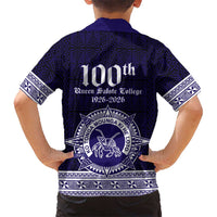 Tonga Queen Salote College 100 years Family Matching Off The Shoulder Long Sleeve Dress and Hawaiian Shirt QSC 1926-2026 Tongan Pattern LT9 - Polynesian Pride