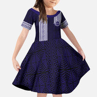 Tonga Queen Salote College 100 years Family Matching Off Shoulder Maxi Dress and Hawaiian Shirt QSC 1926-2026 Tongan Pattern LT9 Daughter's Dress Blue - Polynesian Pride