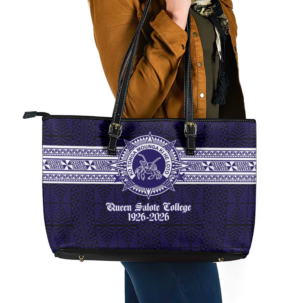 Tonga Queen Salote College 100 years Leather Tote Bag QSC 1926-2026 Tongan Pattern