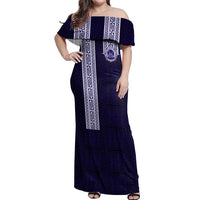 Tonga Queen Salote College 100 years Off Shoulder Maxi Dress QSC 1926-2026 Tongan Pattern