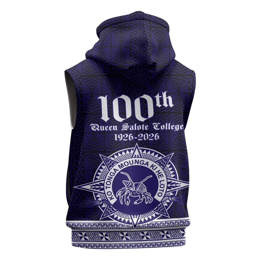 Tonga Queen Salote College 100 years Sleeveless Zip Hoodie QSC 1926-2026 Tongan Pattern