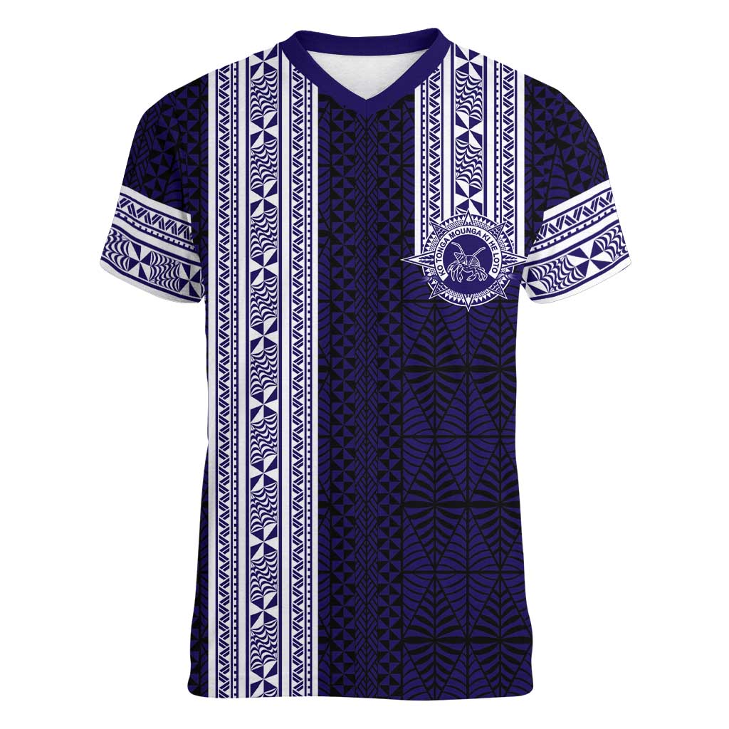 Tonga Queen Salote College 100 years Women V-Neck T-Shirt QSC 1926-2026 Tongan Pattern