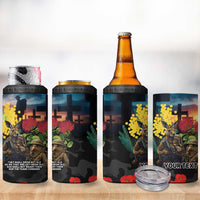 Kangaroo-Kiwi Soldier ANZAC Personalised 4 in 1 Can Cooler Tumbler Golden Wattle and Pohutukawa Flowers LT9 - Polynesian Pride
