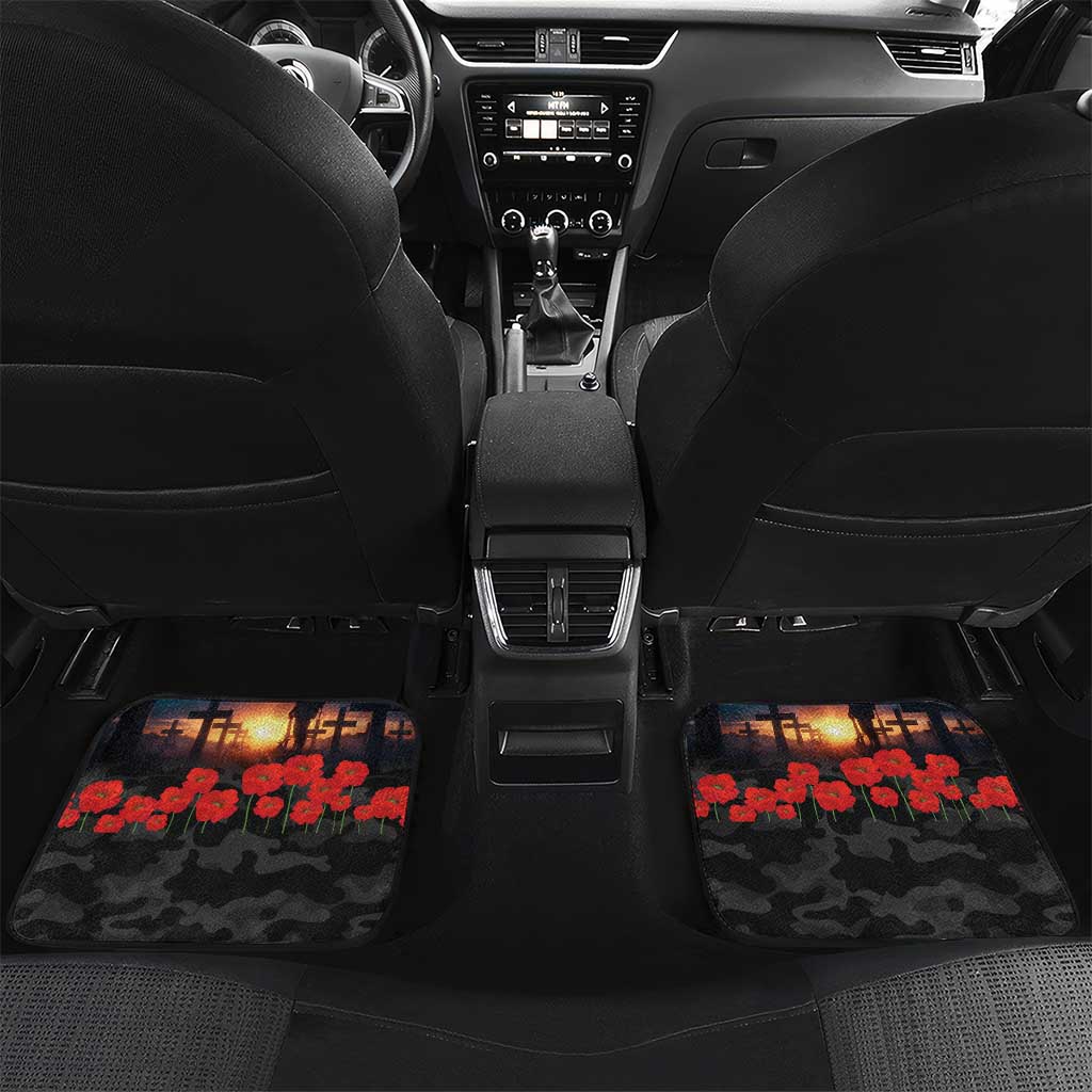 Kangaroo-Kiwi Soldier ANZAC Personalised Car Mats Golden Wattle and Pohutukawa Flowers