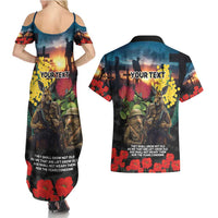 Kangaroo-Kiwi Soldier ANZAC Personalised Couples Matching Summer Maxi Dress and Hawaiian Shirt Golden Wattle and Pohutukawa Flowers LT9 - Polynesian Pride