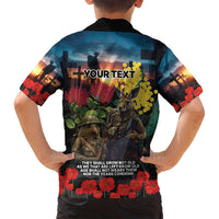 Kangaroo-Kiwi Soldier ANZAC Personalised Family Matching Long Sleeve Bodycon Dress and Hawaiian Shirt Golden Wattle and Pohutukawa Flowers LT9 - Polynesian Pride