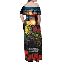 Kangaroo-Kiwi Soldier ANZAC Personalised Family Matching Off Shoulder Maxi Dress and Hawaiian Shirt Golden Wattle and Pohutukawa Flowers LT9 - Polynesian Pride