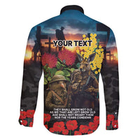Kangaroo-Kiwi Soldier ANZAC Personalised Family Matching Puletasi and Hawaiian Shirt Golden Wattle and Pohutukawa Flowers LT9 - Polynesian Pride