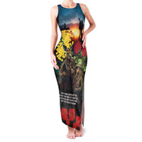 Kangaroo-Kiwi Soldier ANZAC Personalised Family Matching Tank Maxi Dress and Hawaiian Shirt Golden Wattle and Pohutukawa Flowers LT9 Mom's Dress Black - Polynesian Pride