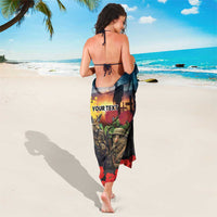 Kangaroo-Kiwi Soldier ANZAC Personalised Sarong Golden Wattle and Pohutukawa Flowers