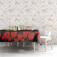 Kangaroo-Kiwi Soldier ANZAC Personalised Tablecloth Golden Wattle and Pohutukawa Flowers