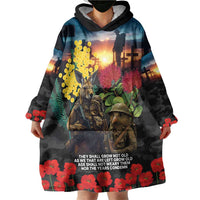 Kangaroo-Kiwi Soldier ANZAC Personalised Wearable Blanket Hoodie Golden Wattle and Pohutukawa Flowers LT9 - Polynesian Pride