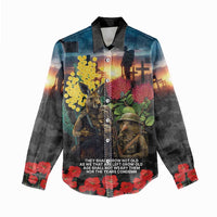 Kangaroo-Kiwi Soldier ANZAC Personalised Women Casual Shirt Golden Wattle and Pohutukawa Flowers LT9 - Polynesian Pride
