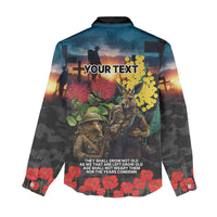 Kangaroo-Kiwi Soldier ANZAC Personalised Women Casual Shirt Golden Wattle and Pohutukawa Flowers LT9 - Polynesian Pride