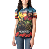 Kangaroo-Kiwi Soldier ANZAC Personalised Women Polo Shirt Golden Wattle and Pohutukawa Flowers LT9 - Polynesian Pride