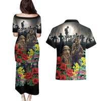 Kangaroo-Kiwi Soldier ANZAC Personalised Couples Matching Puletasi and Hawaiian Shirt Golden Wattle Poppy Flowers LT9 - Polynesian Pride
