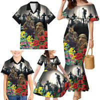 Kangaroo-Kiwi Soldier ANZAC Personalised Family Matching Mermaid Dress and Hawaiian Shirt Golden Wattle Poppy Flowers LT9 - Polynesian Pride