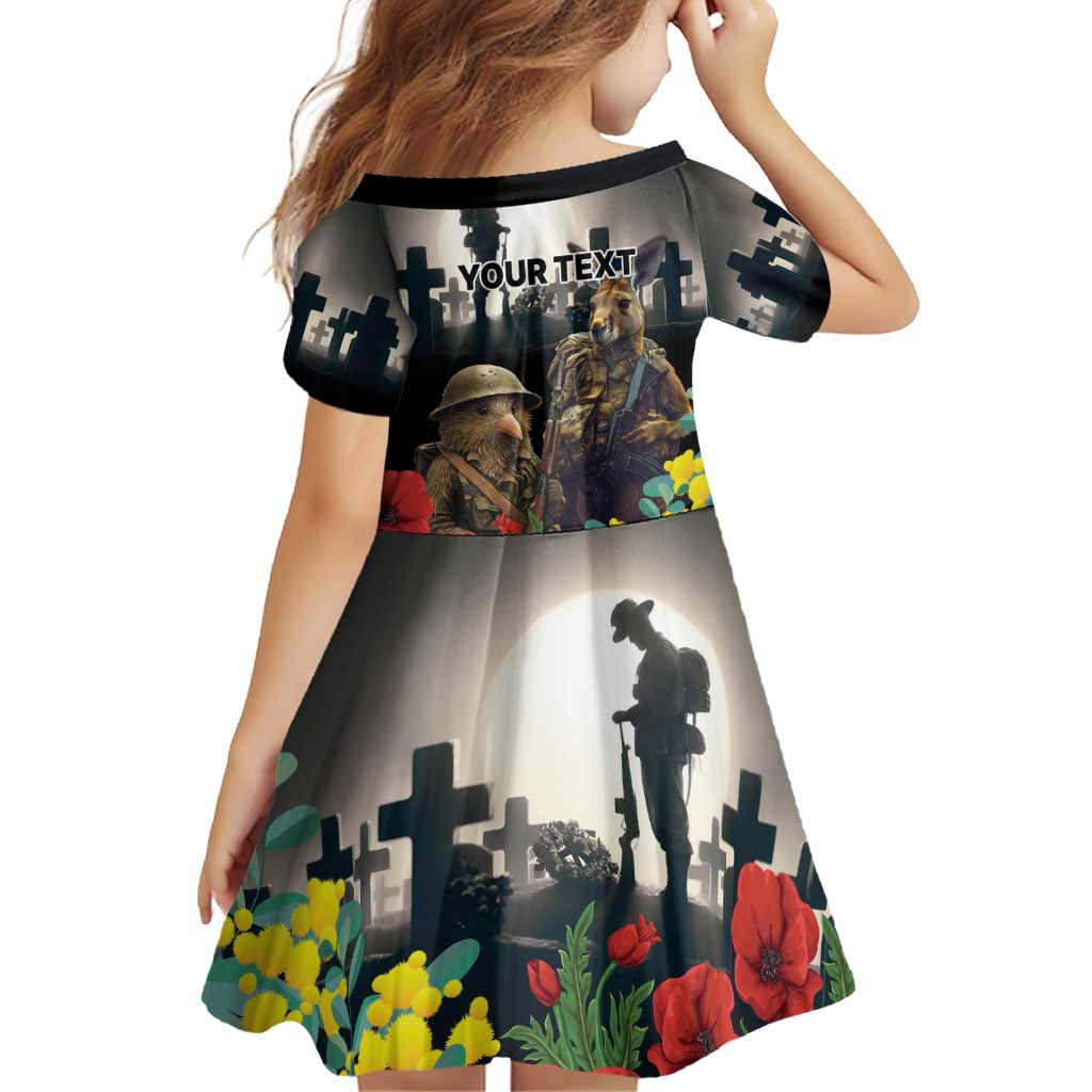 Kangaroo-Kiwi Soldier ANZAC Personalised Family Matching Puletasi and Hawaiian Shirt Golden Wattle Poppy Flowers LT9 - Polynesian Pride