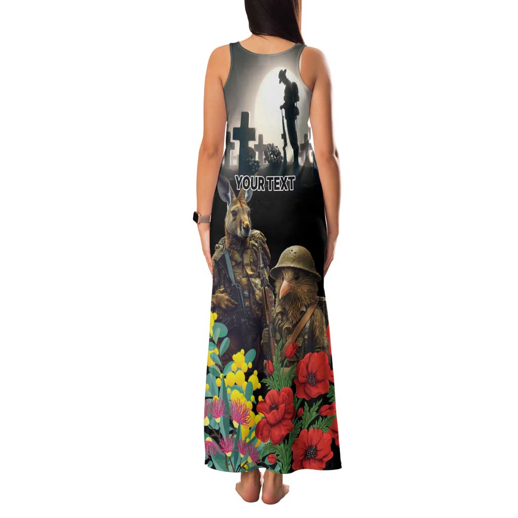 Kangaroo-Kiwi Soldier ANZAC Personalised Family Matching Tank Maxi Dress and Hawaiian Shirt Golden Wattle Poppy Flowers LT9 - Polynesian Pride