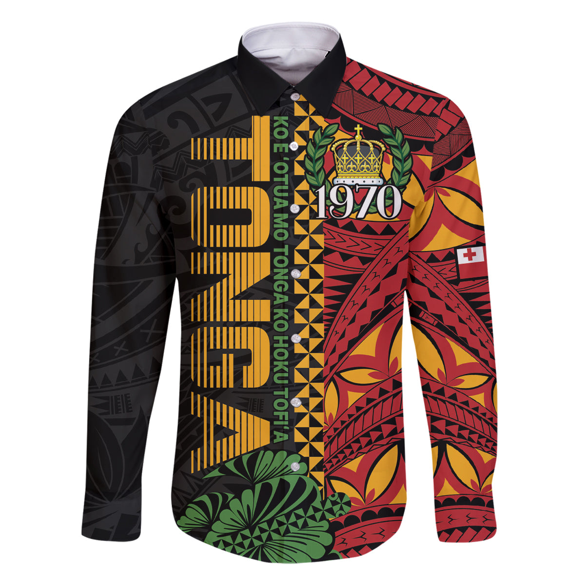 Personalised Tonga Emancipation Day Family Matching Off The Shoulder Long Sleeve Dress and Hawaiian Shirt Puleanga Fakatui O Since 1970 LT9 Dad's Shirt - Long Sleeve Red - Polynesian Pride